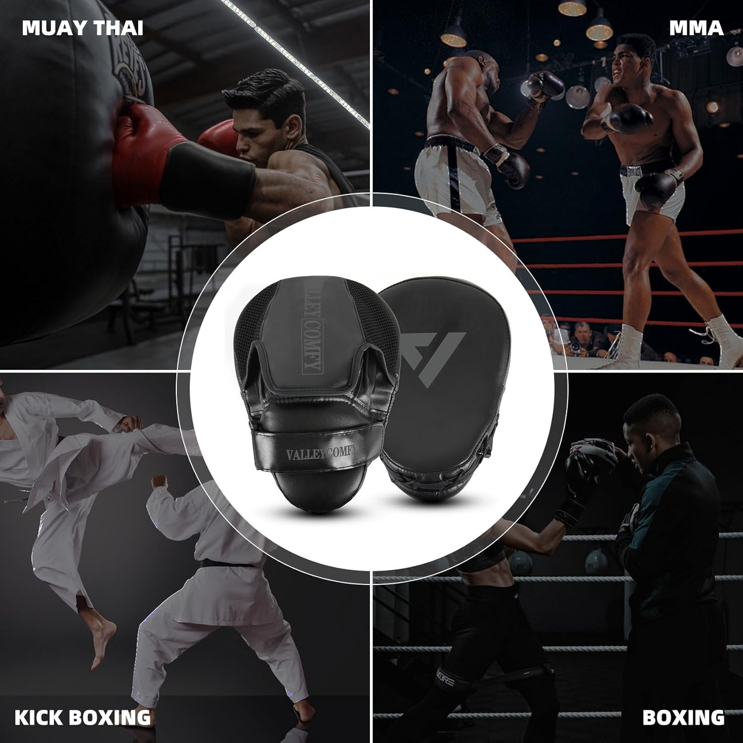 Valleycomfy - Manoplas de boxeo para puñetazos, almohadillas de box...