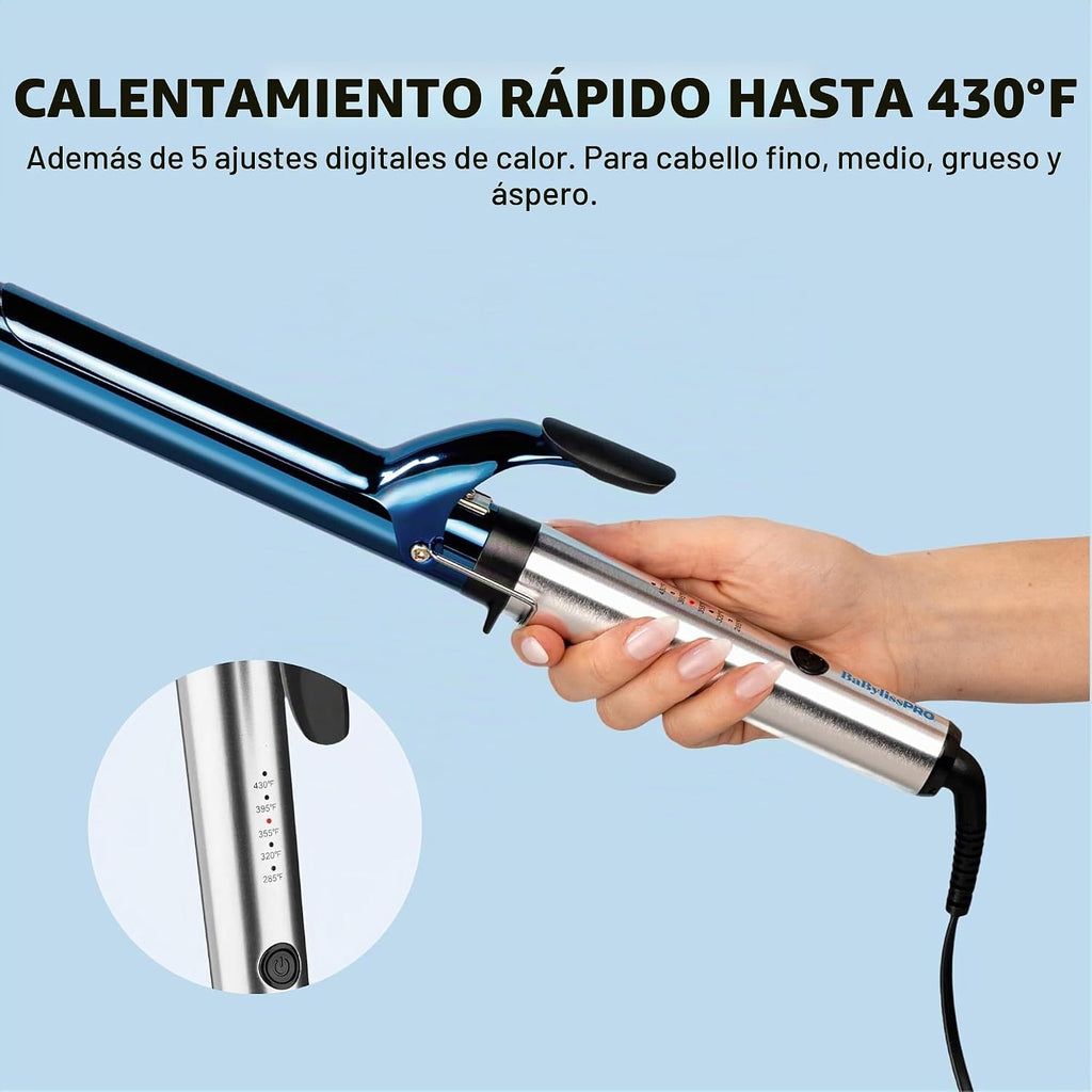 BabylissPRO Rizador profesional Nano Titanium con barril extendido\...