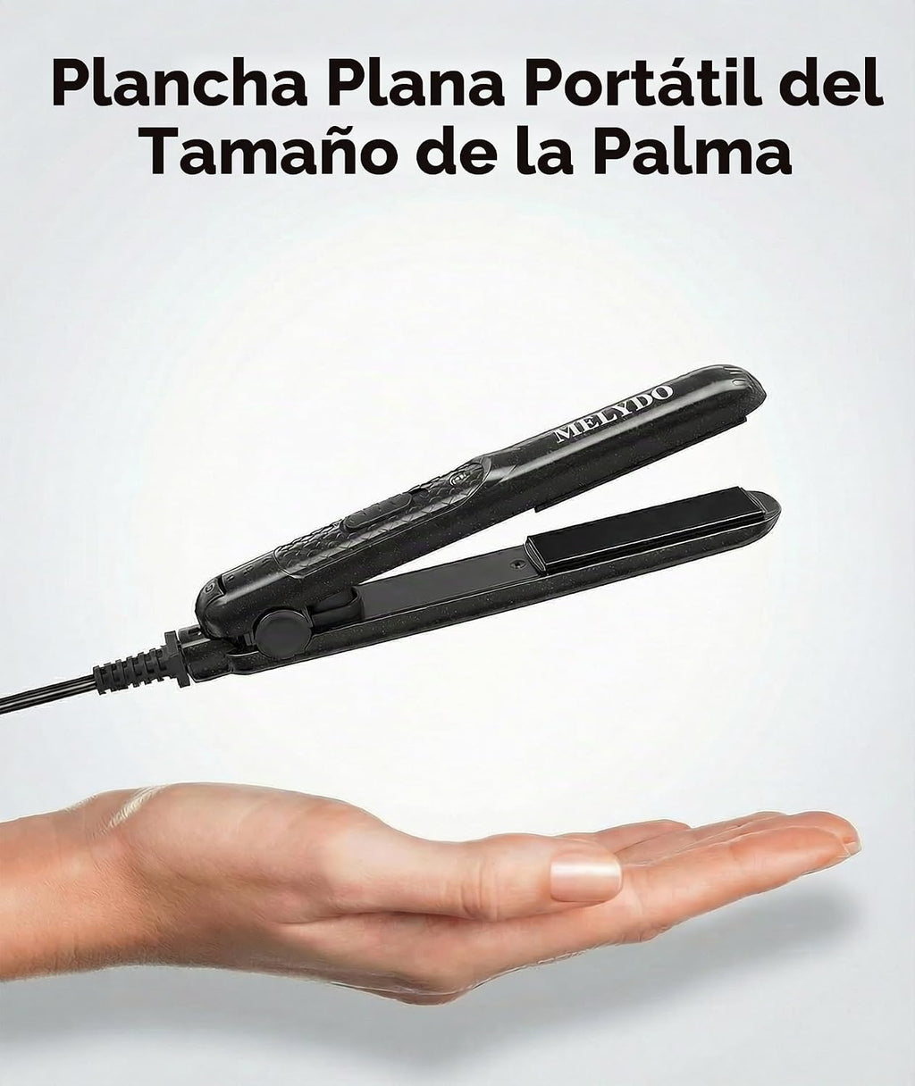 MELYDO Mini plancha plana, alisador de pelo cerámico de turmalina p...