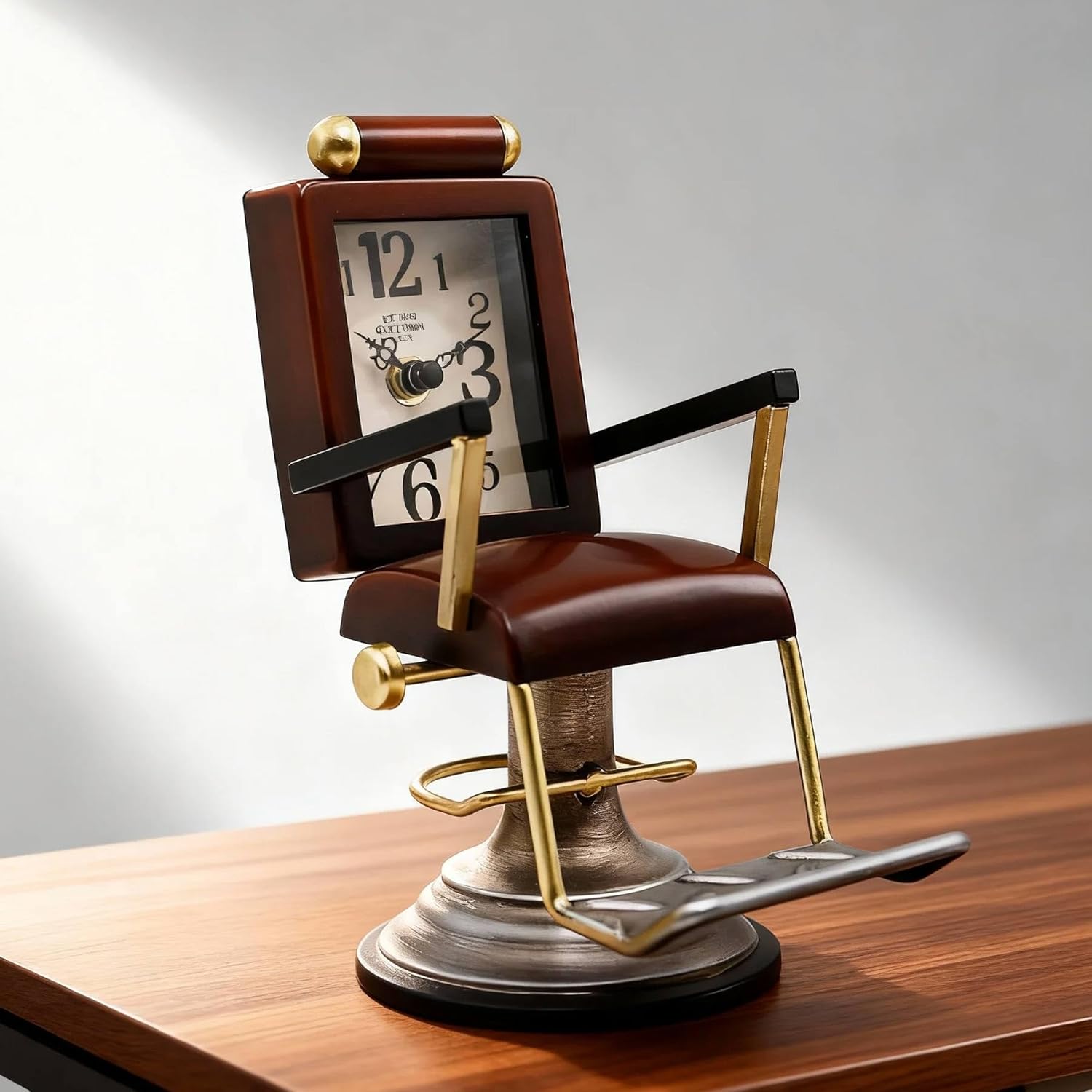 Reloj de escritorio YOUKI de bronce para barbero, reloj para peluqu...