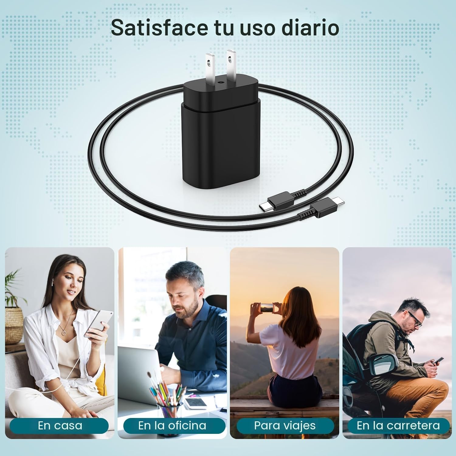 Cable de carga súper rápido tipo C para Samsung Galaxy, bloque de c...