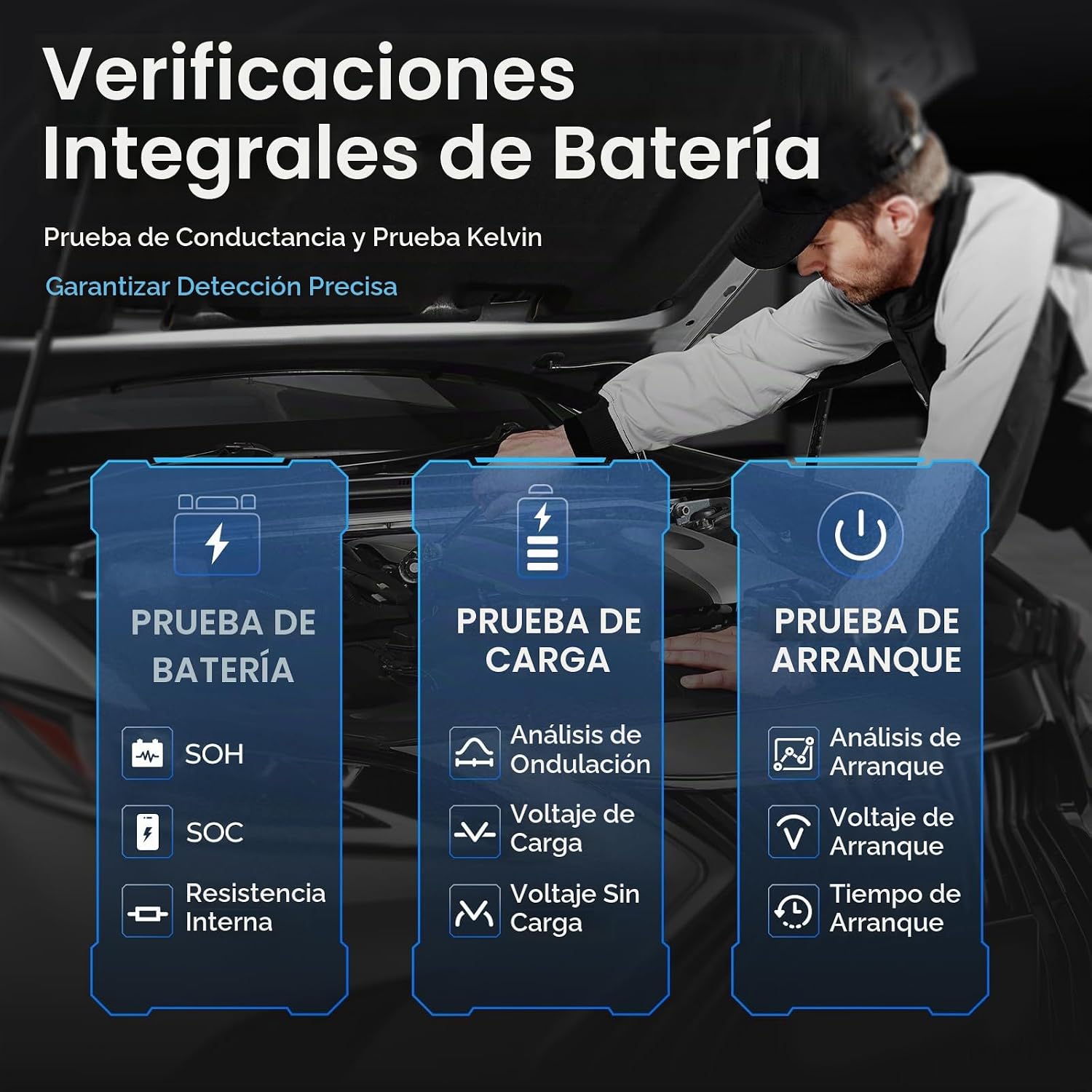Arrancador de batería de coche y probador de batería TOPDON 2 en 1,...