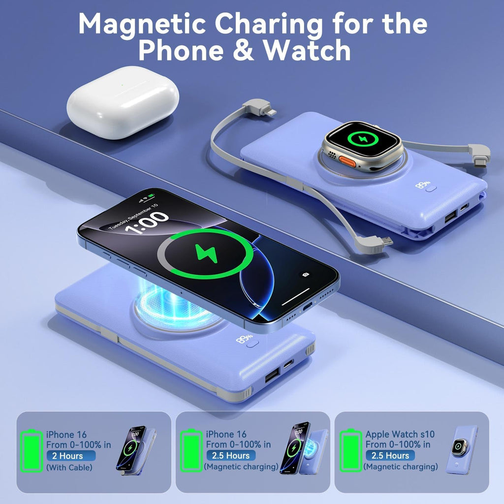 Cargador portátil magnético de 10000 mAh para iWatch y iPhone, 22,5...