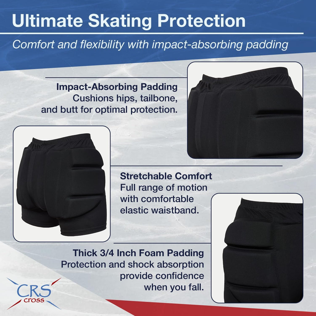 CRS Cross Padded Figure Skating Shorts. Crash Pad Pants for Hip \/...
