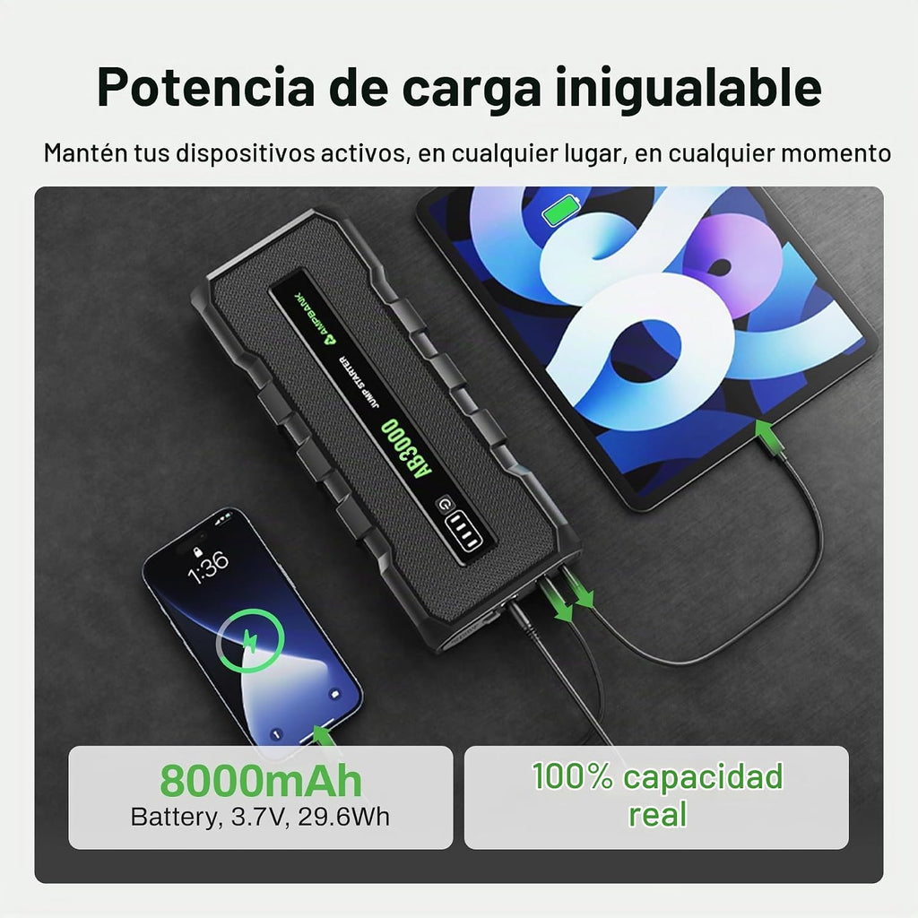 Arrancador de batería 3000A, caja de arranque de 12 V para batería...