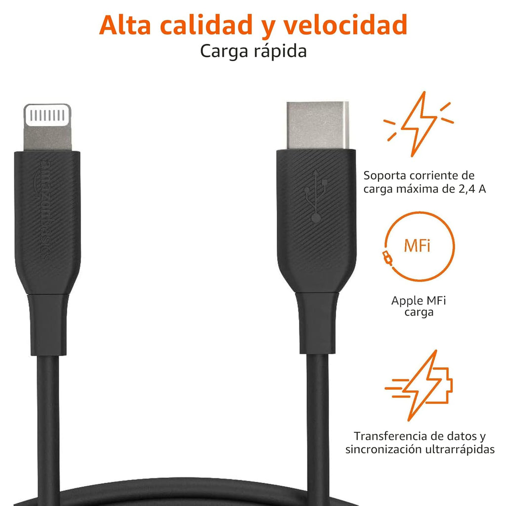 Amazon Basics Cable USB-2.0 tipo C a Lightning (certificado MFi), 3...