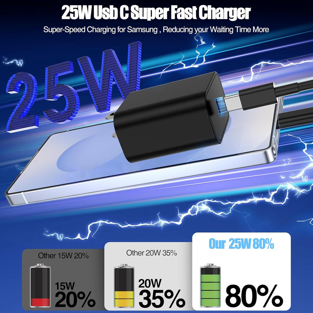 Cargador súper rápido tipo C de 25 W para Samsung Galaxy S25\/S24\/...