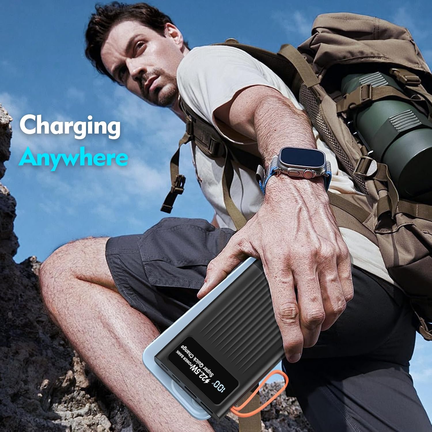 Cargador portátil de 10000 mAh, cable integrado, PD de 22.5 W de ca...