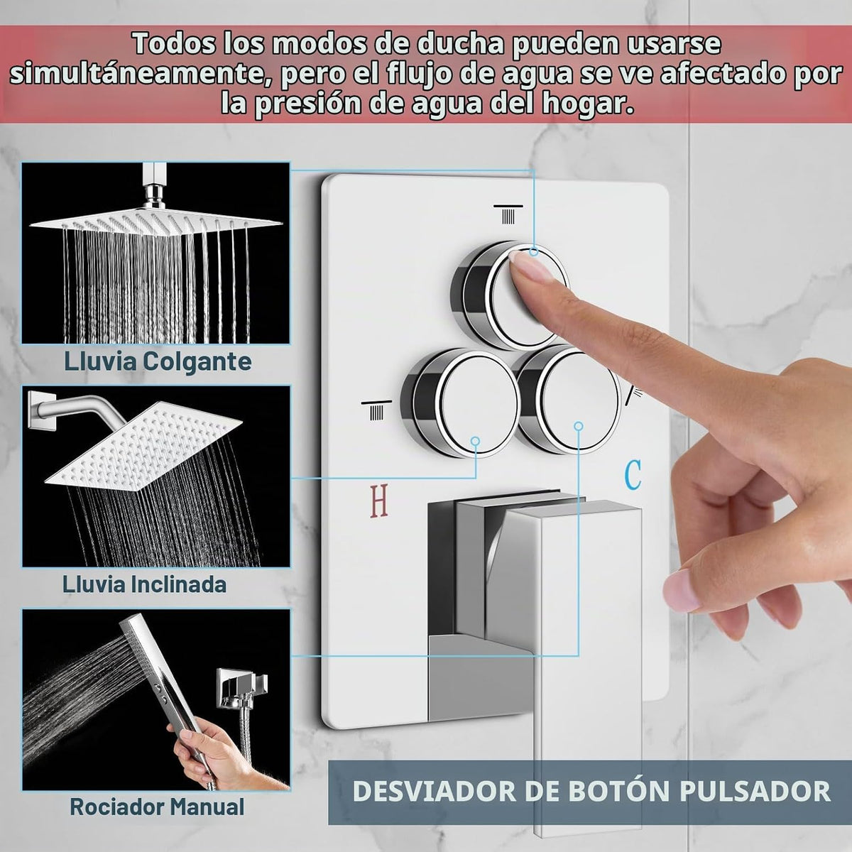 Aolemi - Juego de grifo de ducha de techo con doble cabezal de 10 y...