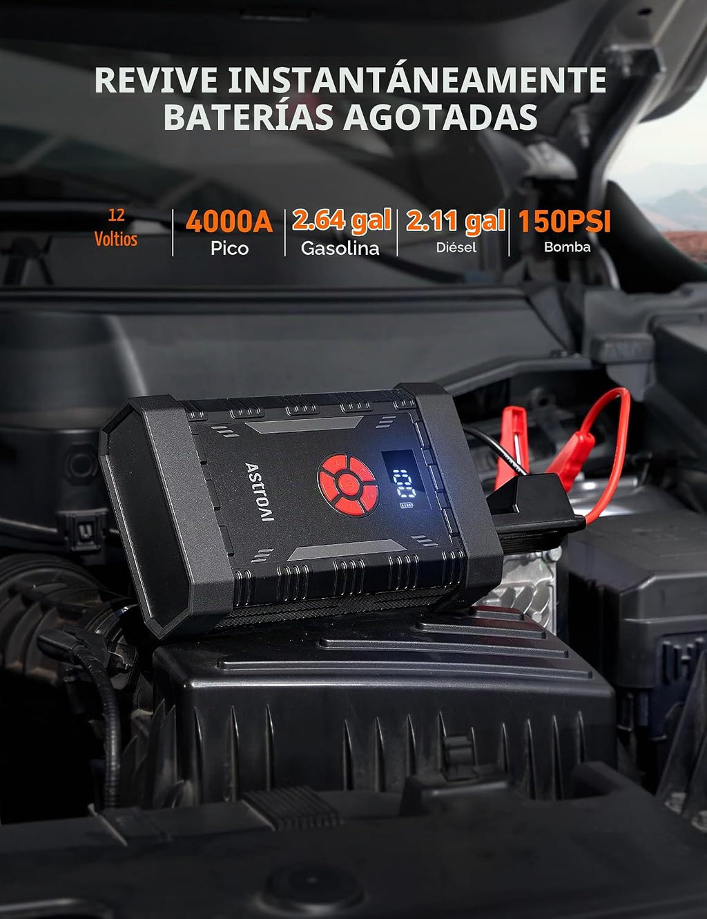 AstroAI A30 Arrancador con Compresor de Aire, Arrancador de Batería...