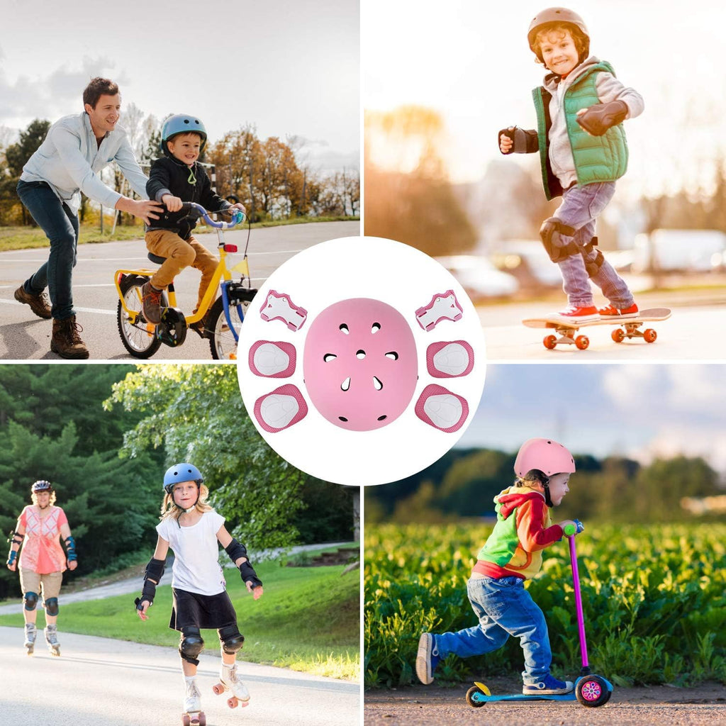 WayEee Juego de casco de bicicleta para niños, rodilleras, equipo d...