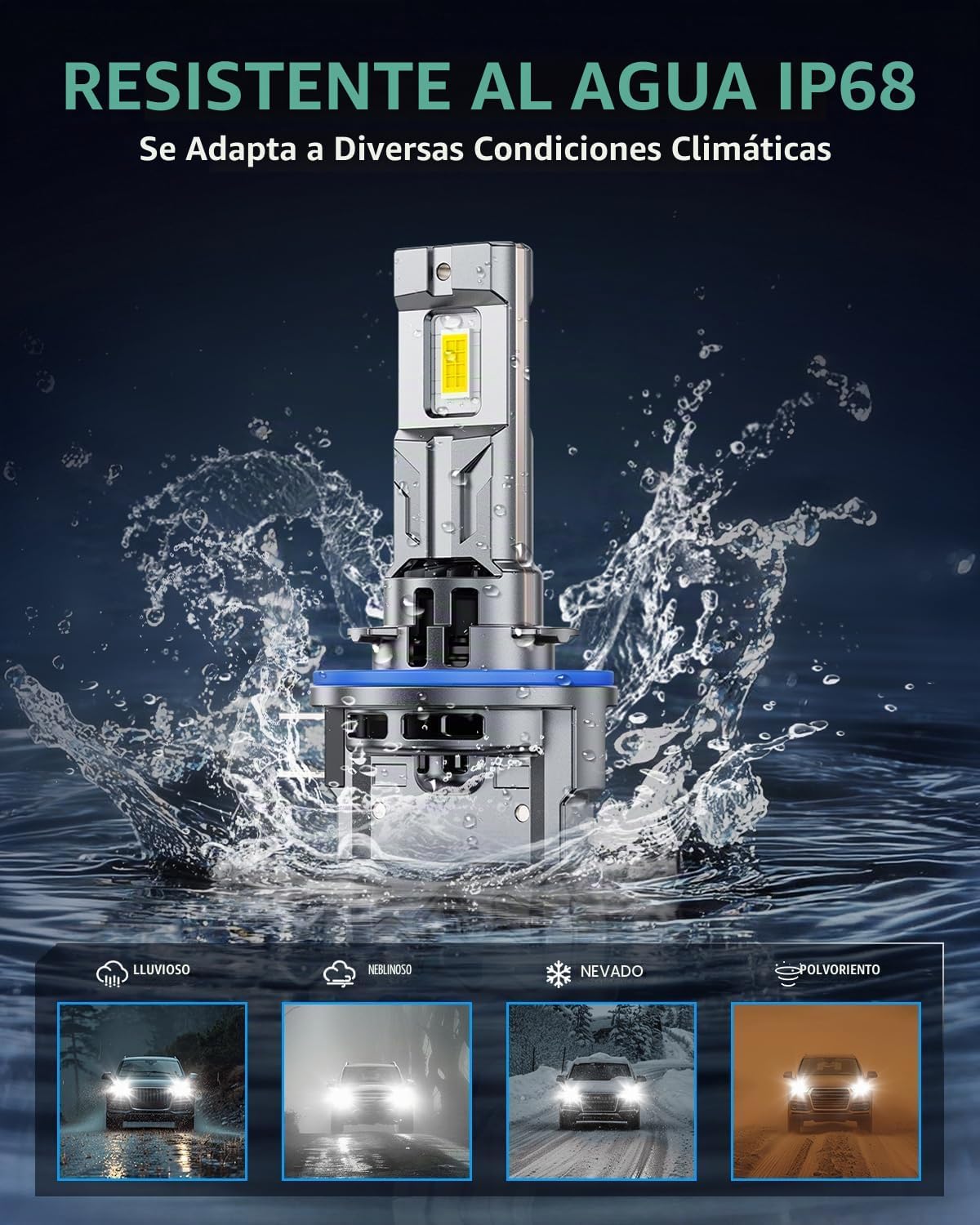 AUTOONE Bombillas LED H11B, 70000LM 6000K blanco frío, 14 veces bri...