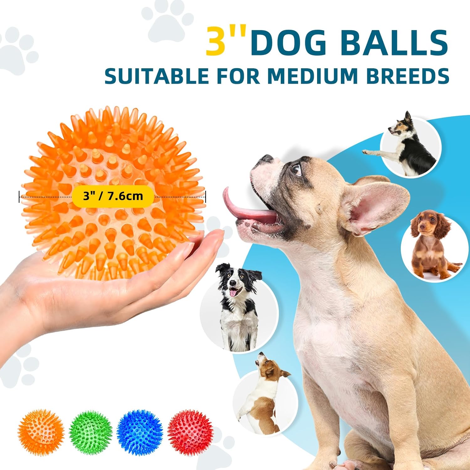 SHARLOVY Pelotas Chirriantes de 3'' para Perros Pequeños, P...