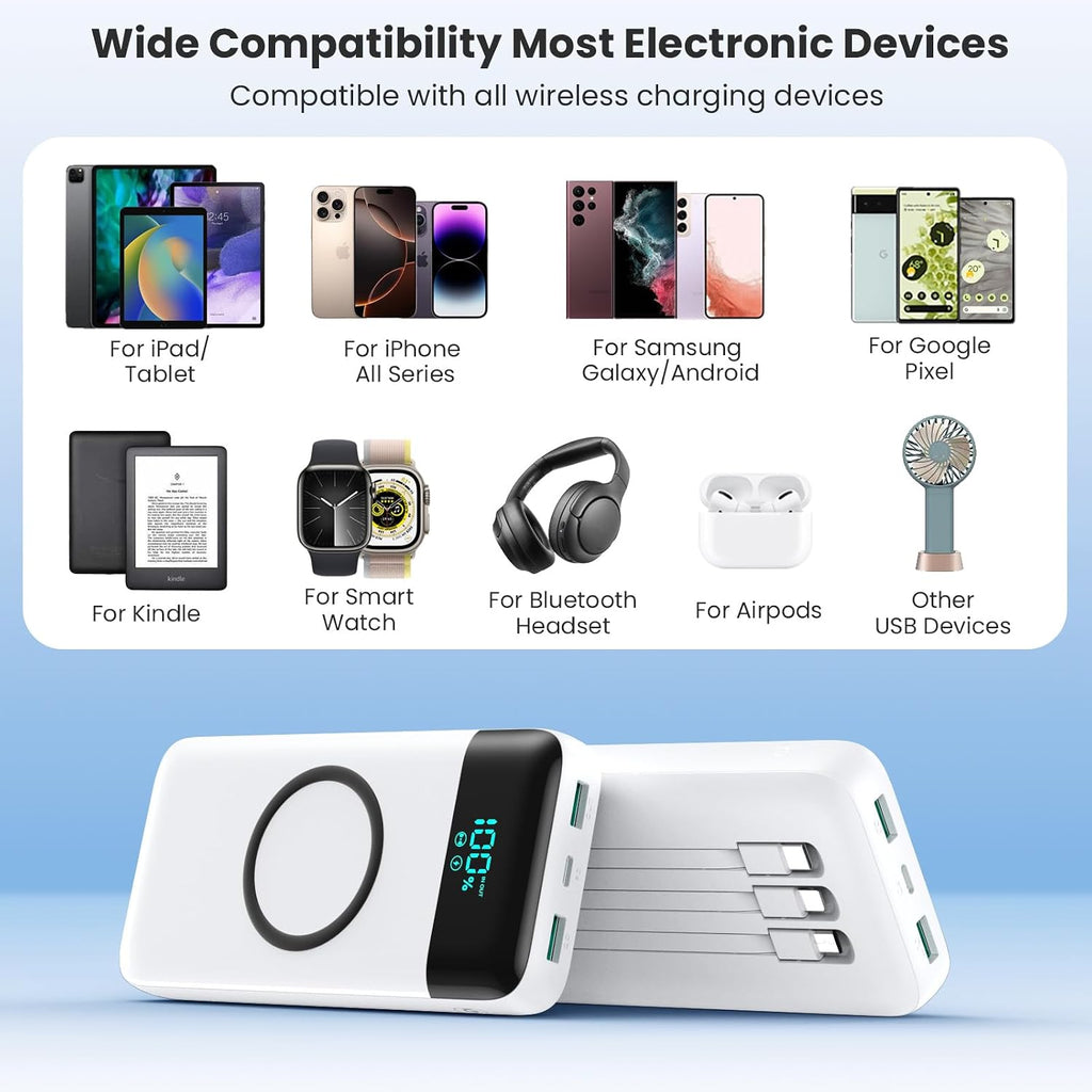 Cargador portátil inalámbrico 40800mAh para iPhone con 3 cables inc...