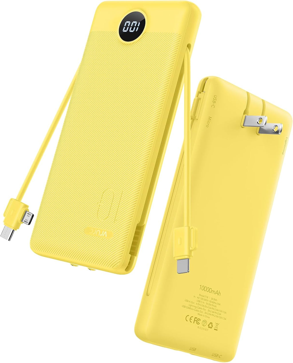 VRURC Cargador Portátil con Enchufe de Pared, 10000mAh Cargador Por...