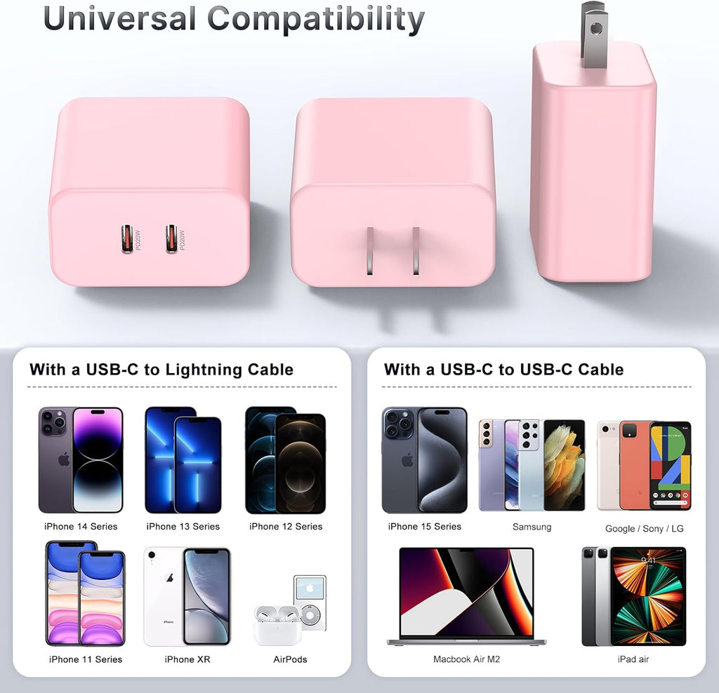 Susnwere Bloque de cargador USB C dual de 40 W, adaptador de corrie...