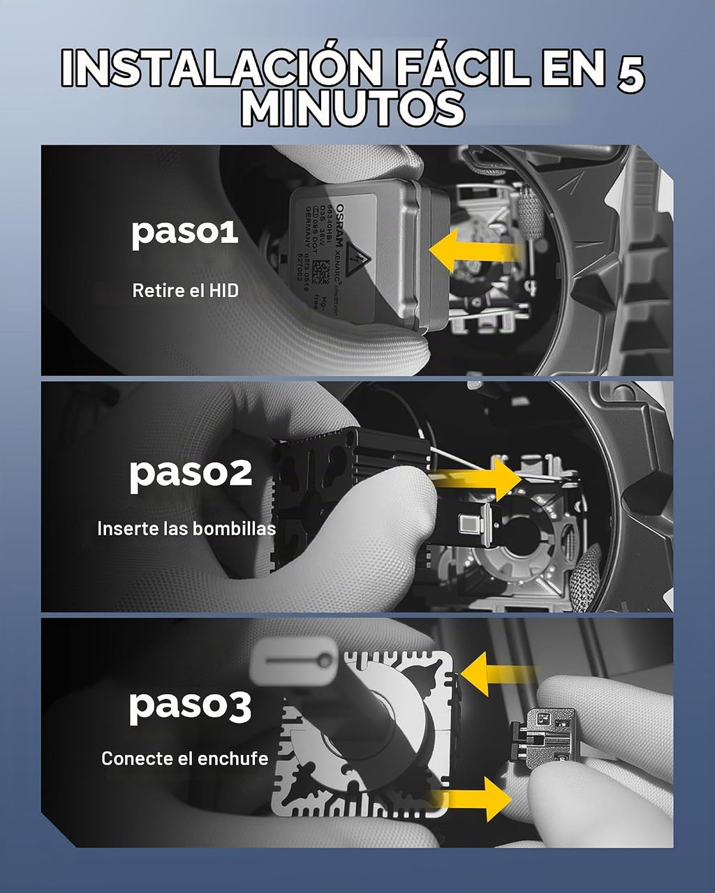 AUXITO Bombillas D5S, 50000LM 6500K blanco frío, reemplazo directo...