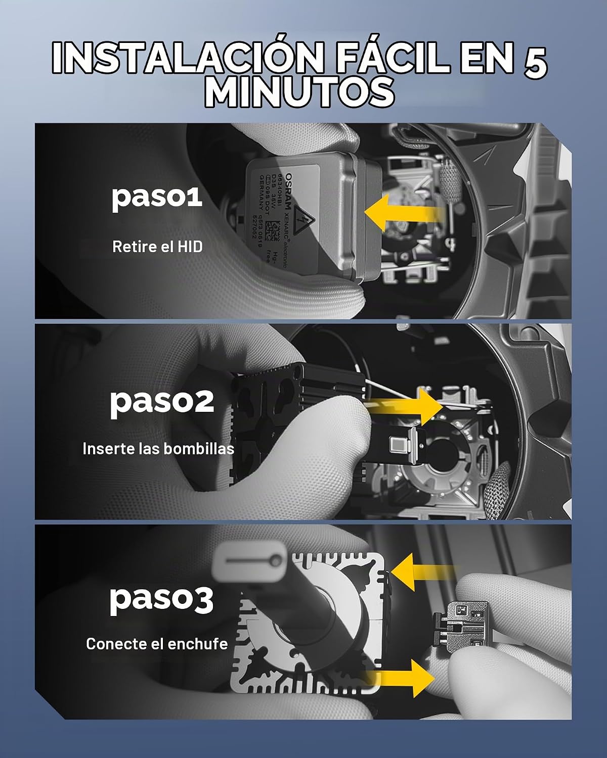 AUXITO Bombillas D5S, 50000LM 6500K blanco frío, reemplazo directo...