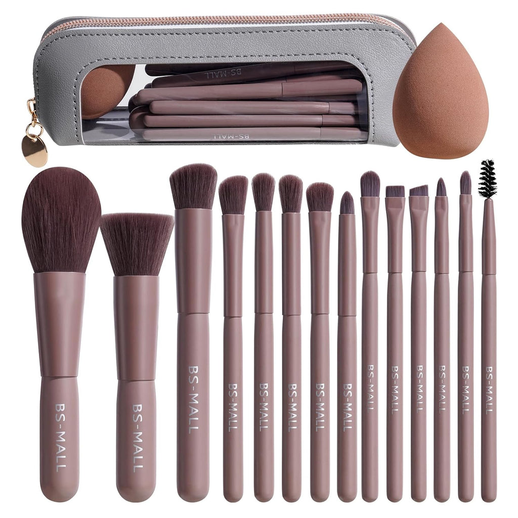 BS-MALL - Juego de 14 brochas de maquillaje con 1 esponja de maquil...