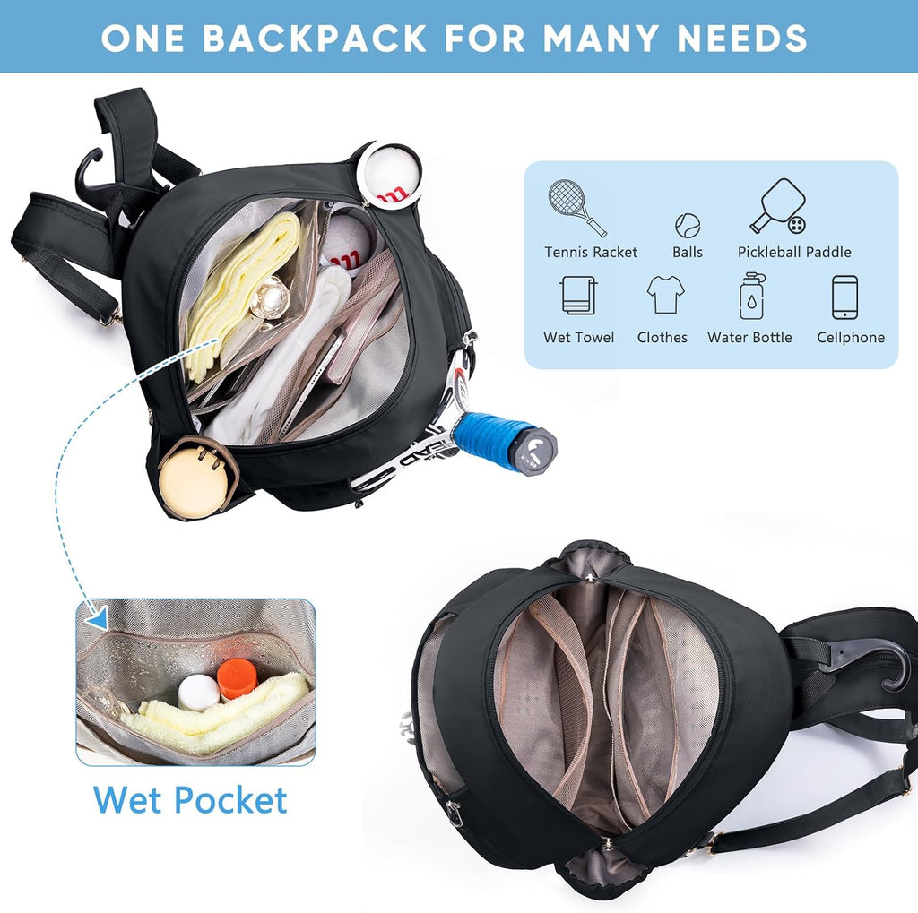 SPORJET Mochila de Tenis con Soporte para 2 Raquetas, Bolsa de Raqu...