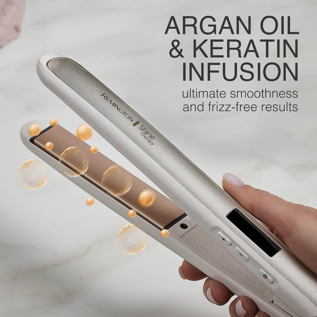 Remington Shine Therapy - Plancha alisadora de pelo de 1 pulgada, p...
