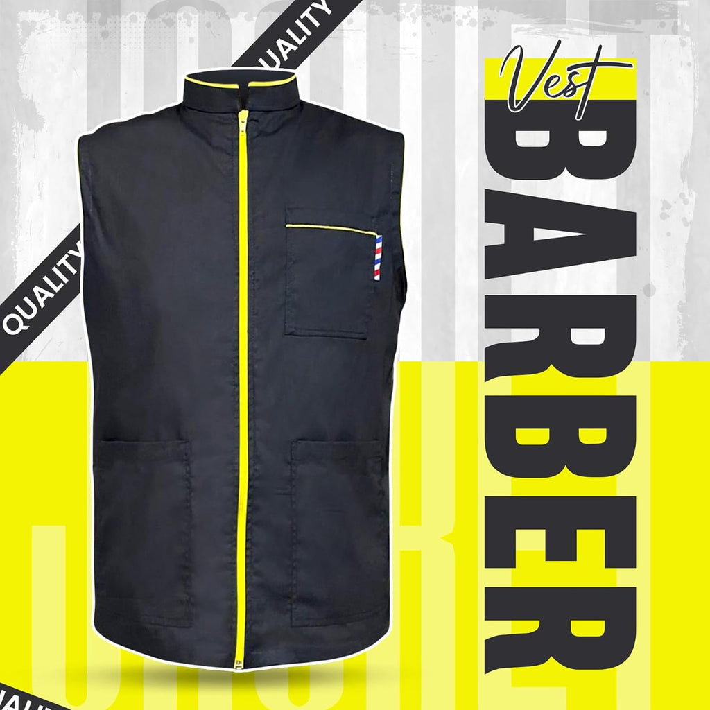 Barbero Profesional Nueva Camisa Chaqueta Hombre Negro Sin Mangas Y...