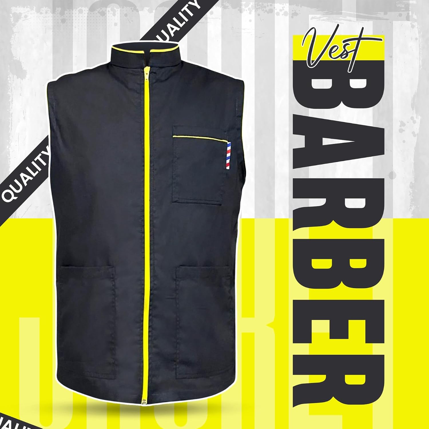 Barbero Profesional Nueva Camisa Chaqueta Hombre Negro Sin Mangas Y...