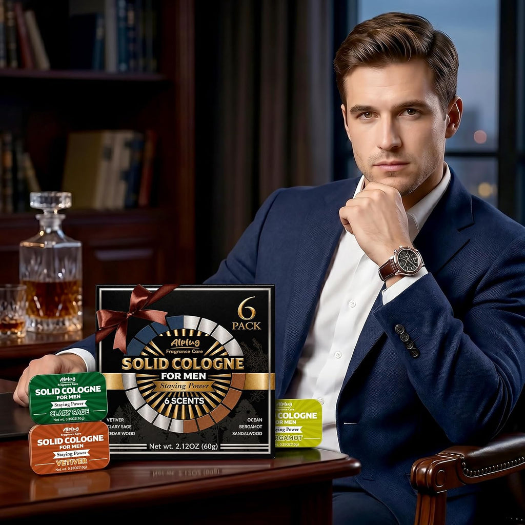 ALPLUG Paquete de 6 regalos de colonia sólida para hombres, regalo...