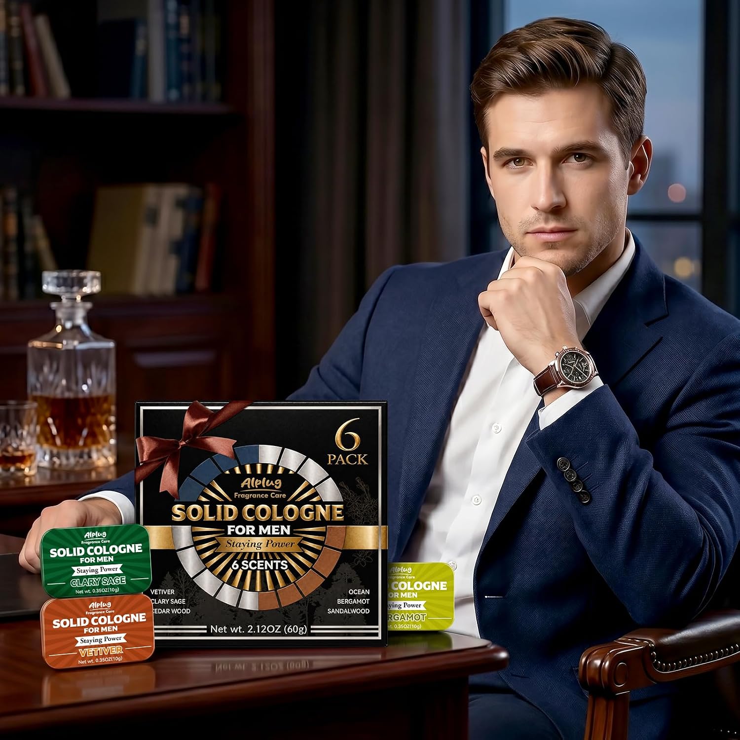 ALPLUG Paquete de 6 regalos de colonia sólida para hombres, regalo...