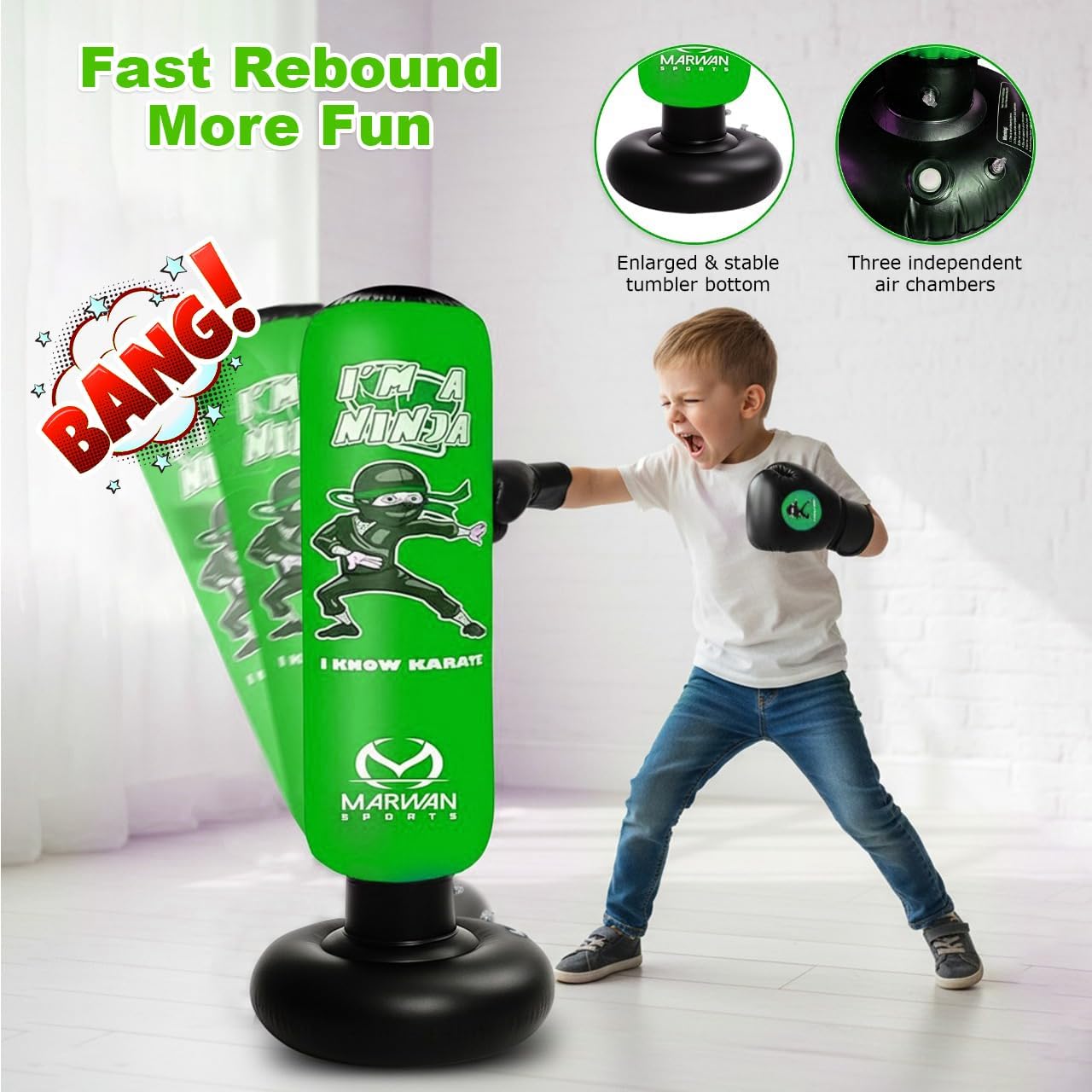 Marwan Sports Ninja - Saco de boxeo para niños, juguete sensorial i...
