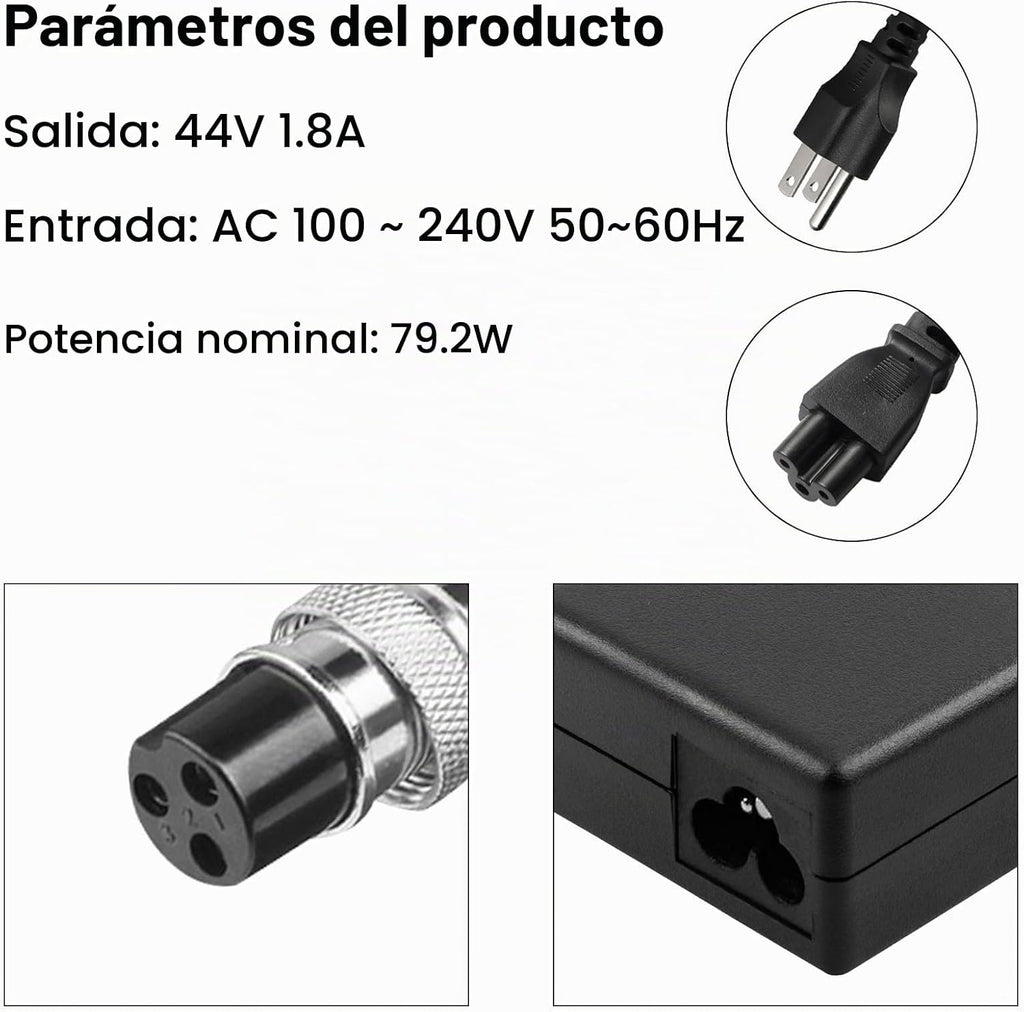 Cargador de 44 voltios y 1.8 amperios para 36 V Boreem Jia, Minimot...
