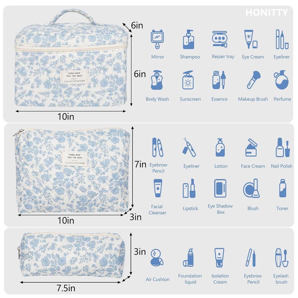 Bolsa de maquillaje, bolsa de cosméticos acolchada, bolsa de maquil...