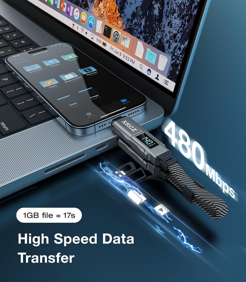 XKCZ Cable corto portátil con pantalla LED