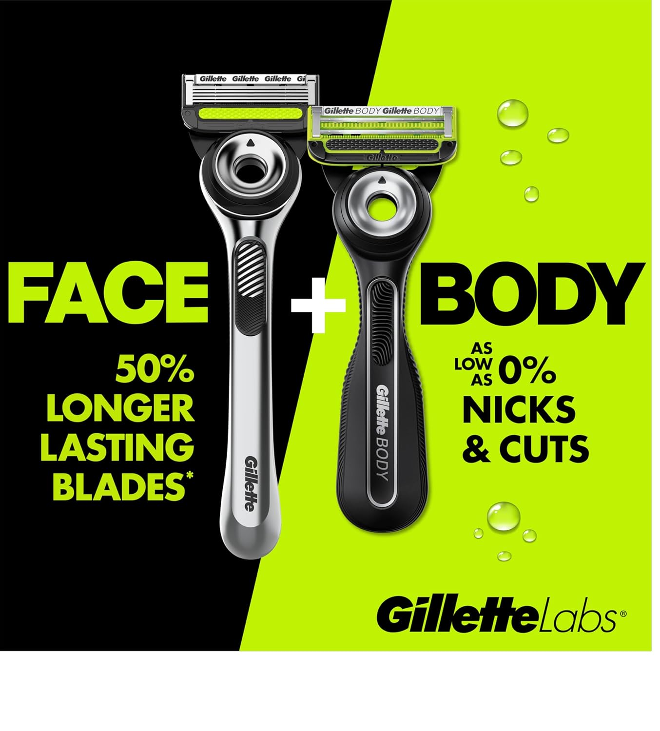 Gillette Labs Body + Intimate Razor For Men Handle + 4 recambios de...