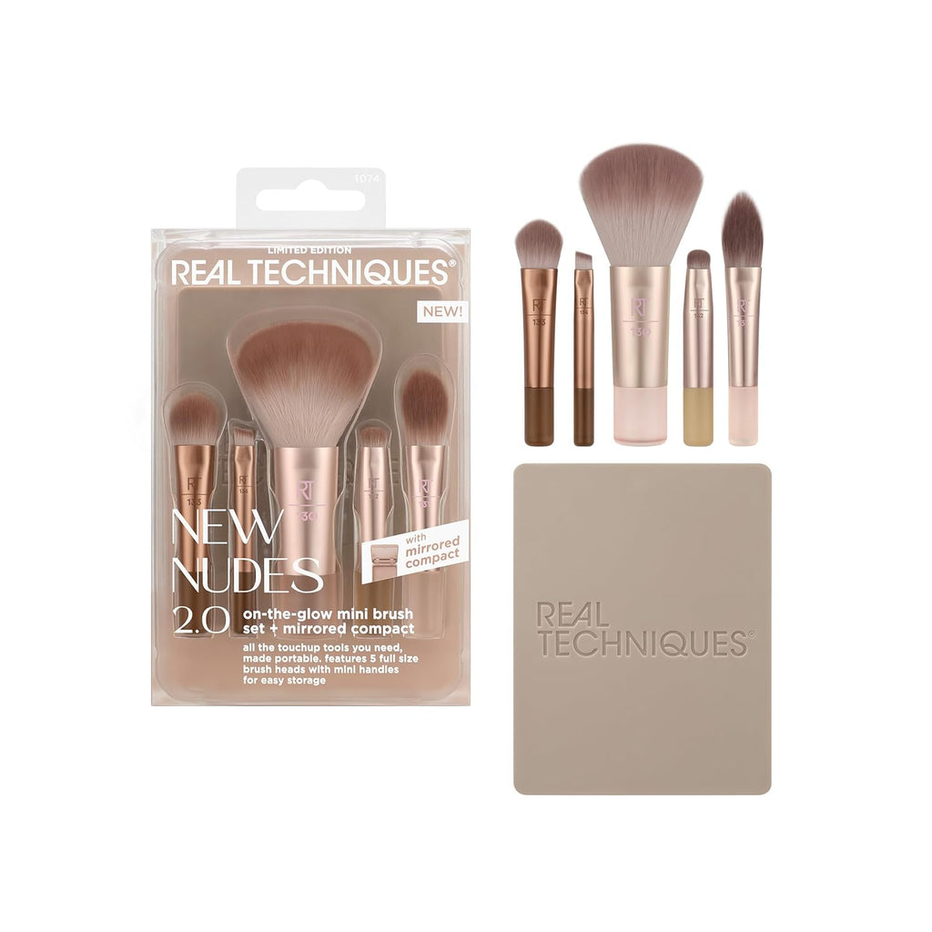 Real Techniques New Nudes On The Glow - Juego de 6 piezas con espej...