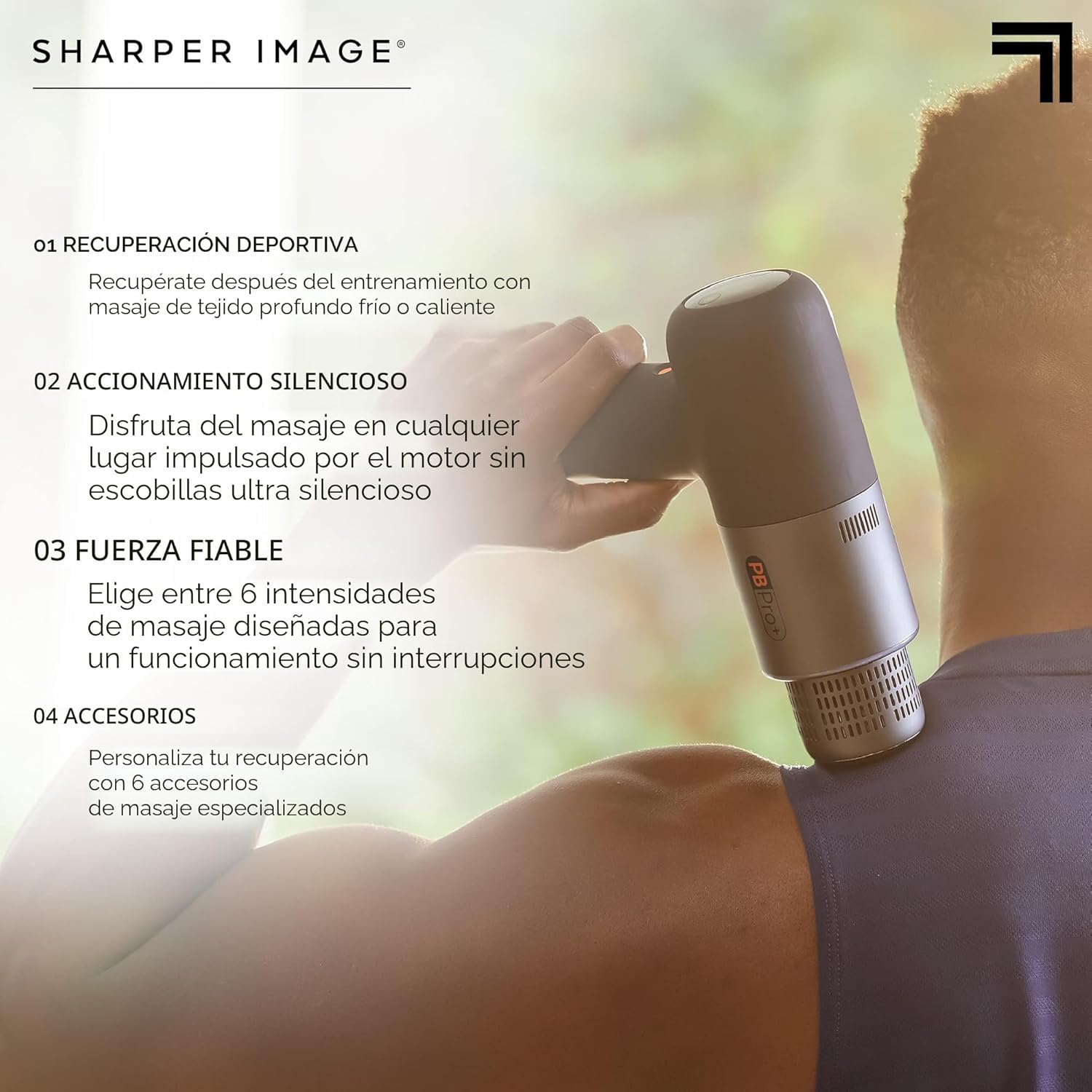 Sharper Image Pistola de masaje de tejido profundo con percusión, m...