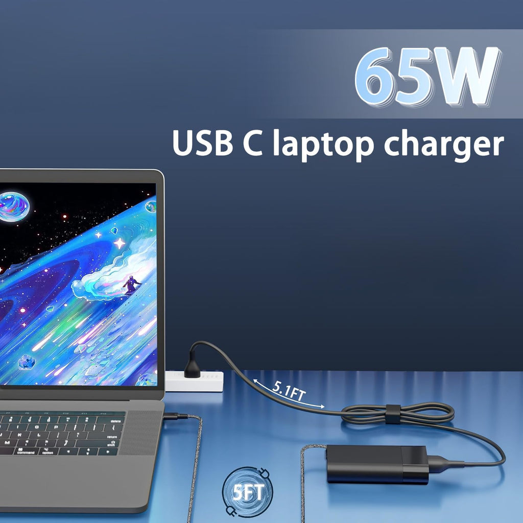 NELEBUTO Cargador USB C de 65 W para laptop compatible con HP Spect...