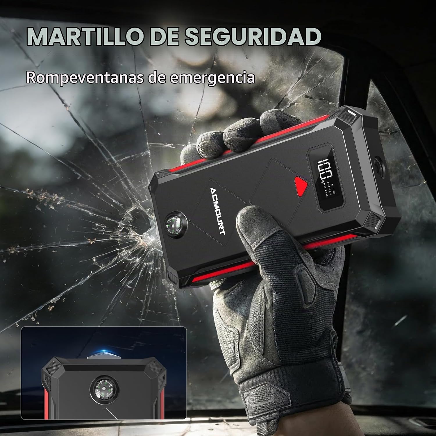 Acmount P100 - Arrancador de auto P100, paquete de batería de arran...