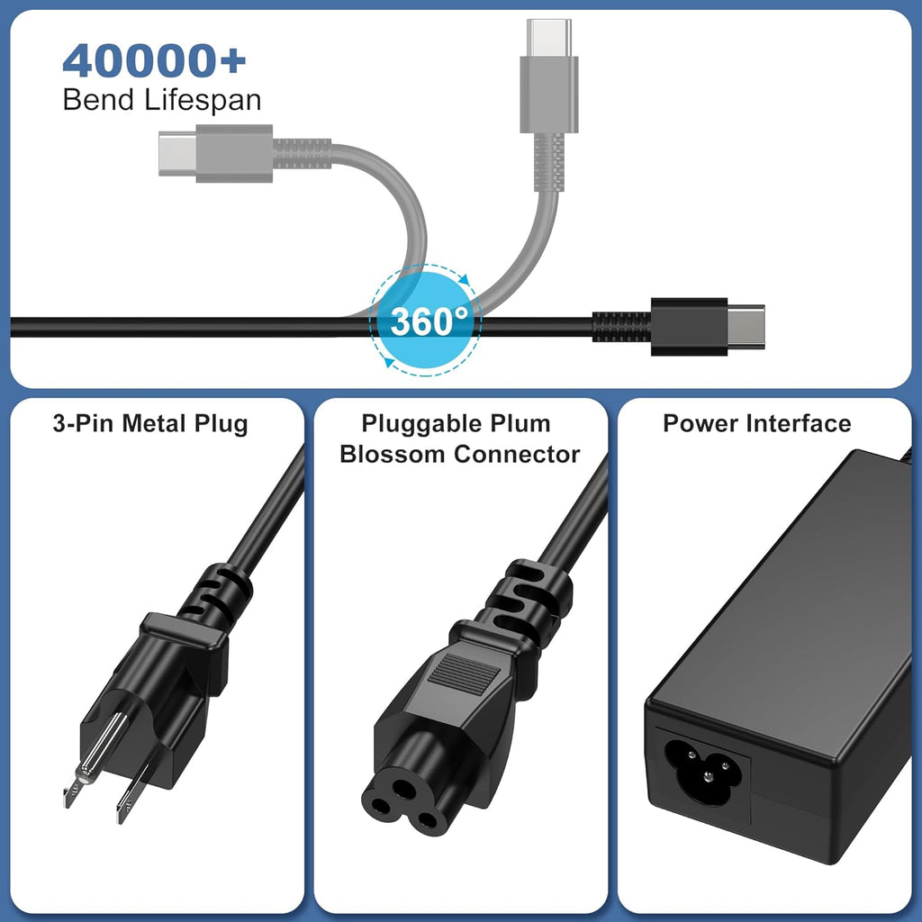 QIOUZW Cargador USB C para portátil de 65 W y 45 W, compatible con...