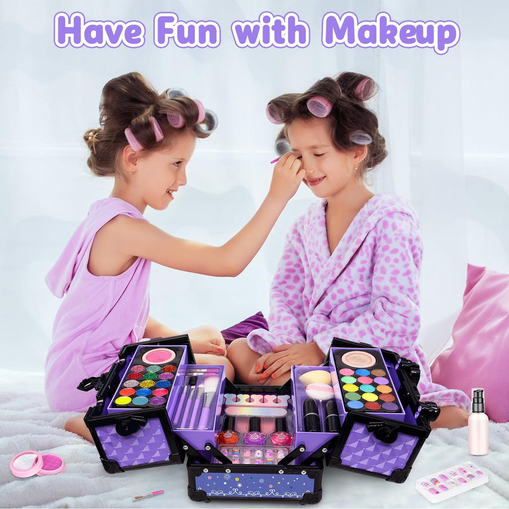 Hollyhi Juego de 59 piezas de maquillaje para niñas, juego de jugue...