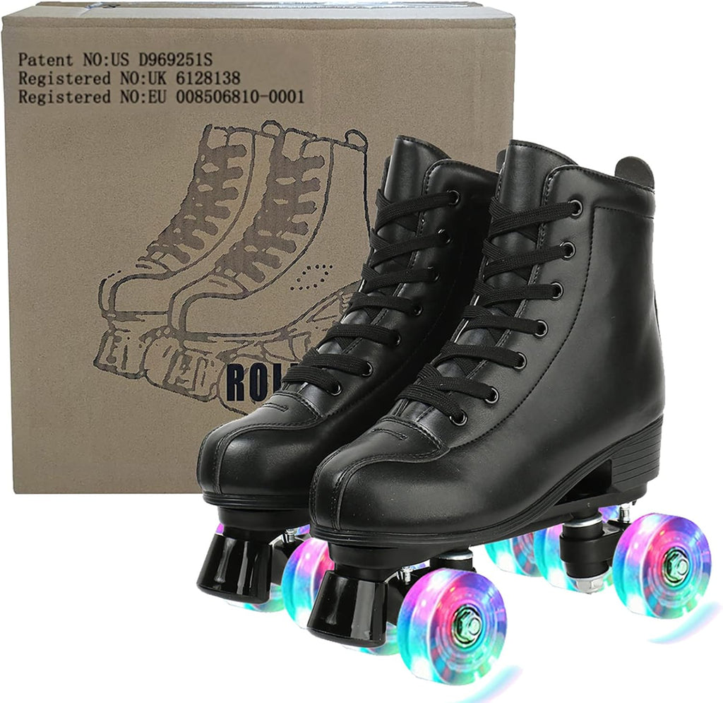 Jessie - Patines de piel sintética ajustables de cuatro ruedas de a...