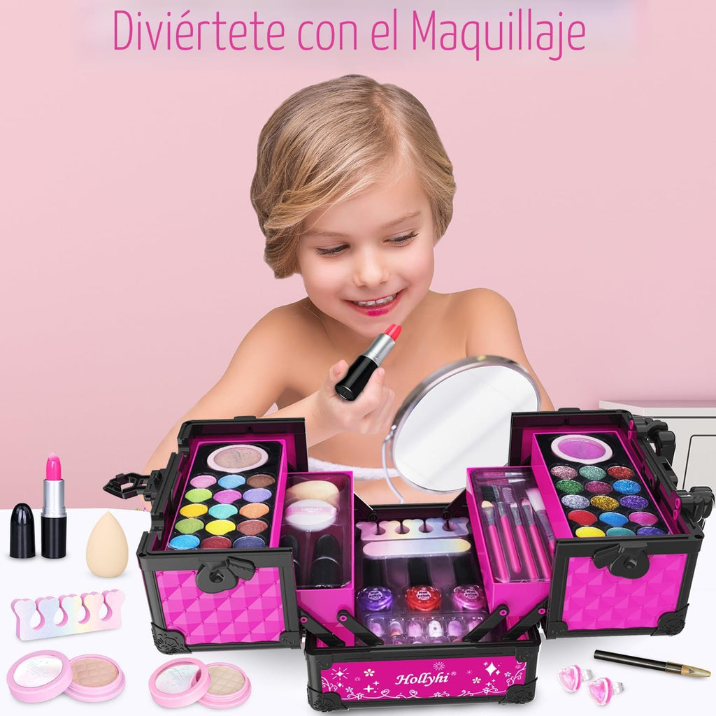 Hollyhi Juego de 59 piezas de maquillaje para niñas, juego de jugue...