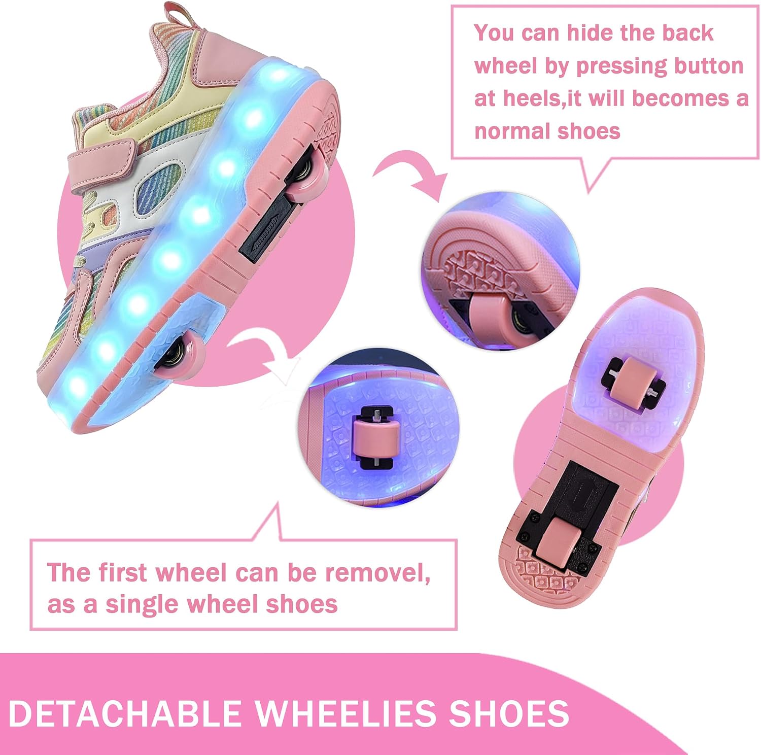 Umerigo Zapatos de patinaje a la moda para niños y niñas, tenis ret...
