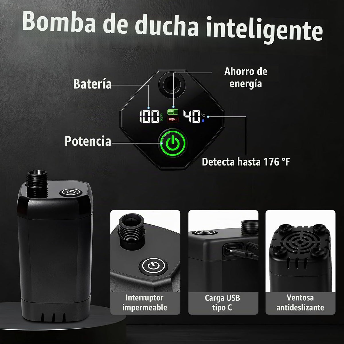 Ducha portátil con calentador, kit de tienda de campaña de privacid...