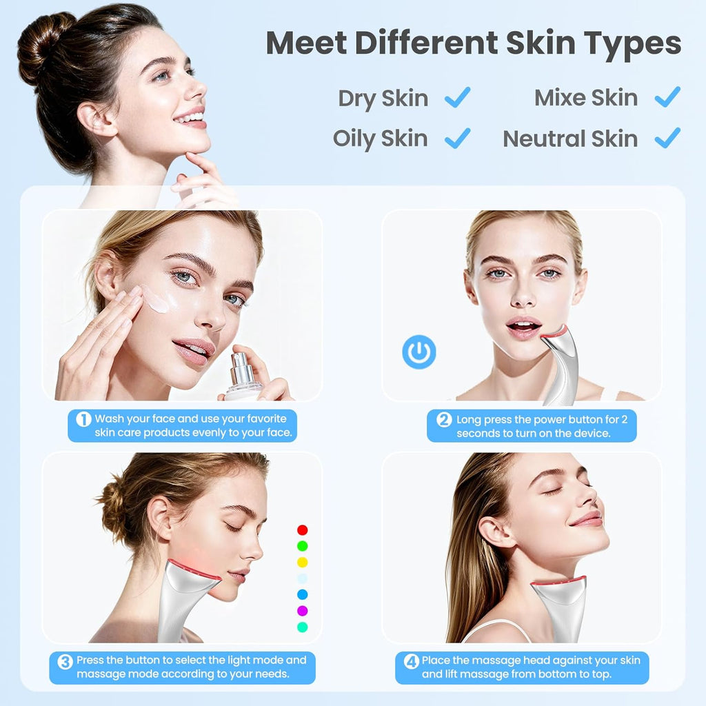 Herramienta de masajeador facial para cara y cuello, dispositivo el...