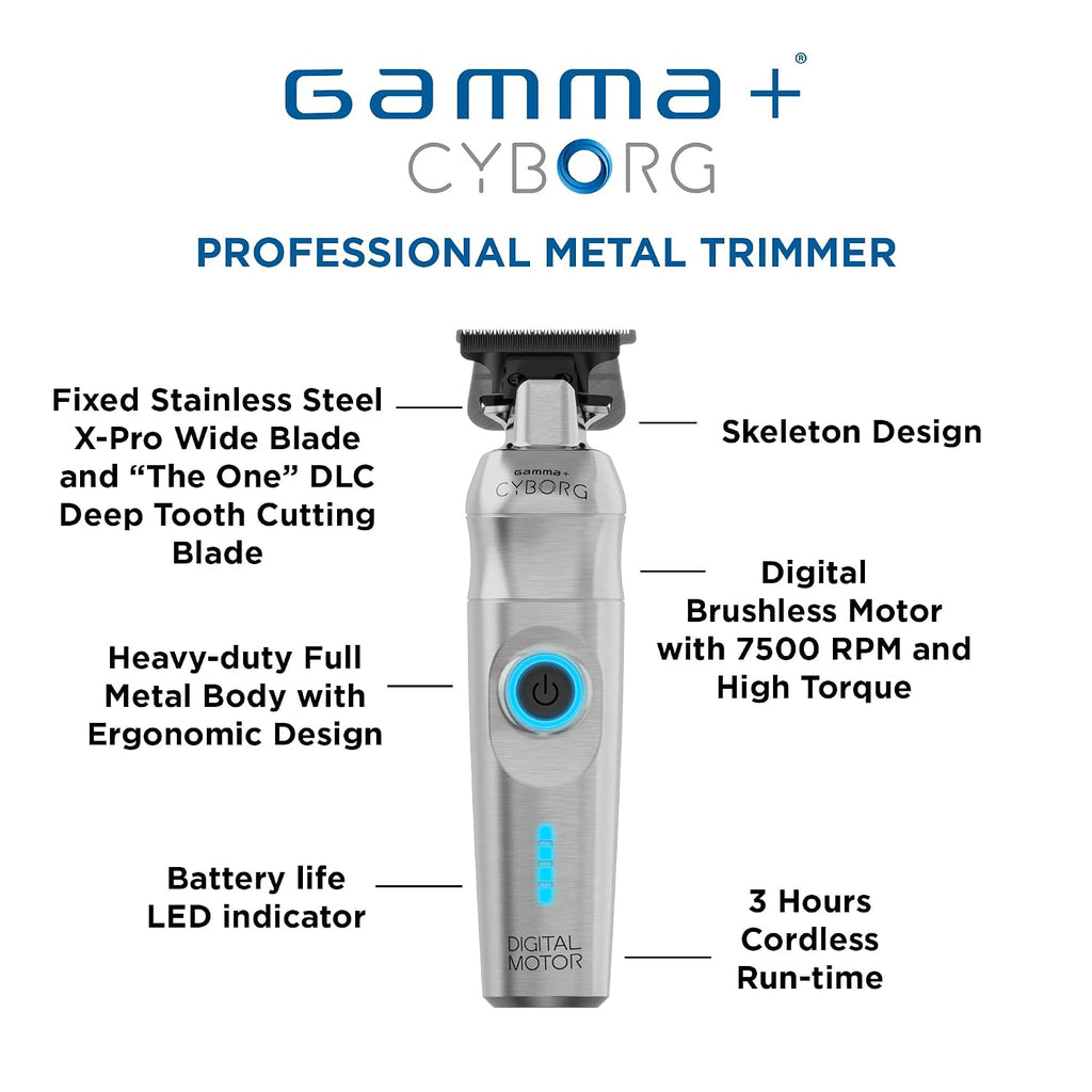 Cortadora de pelo ergonómica inalámbrica de metal profesional GAMMA...