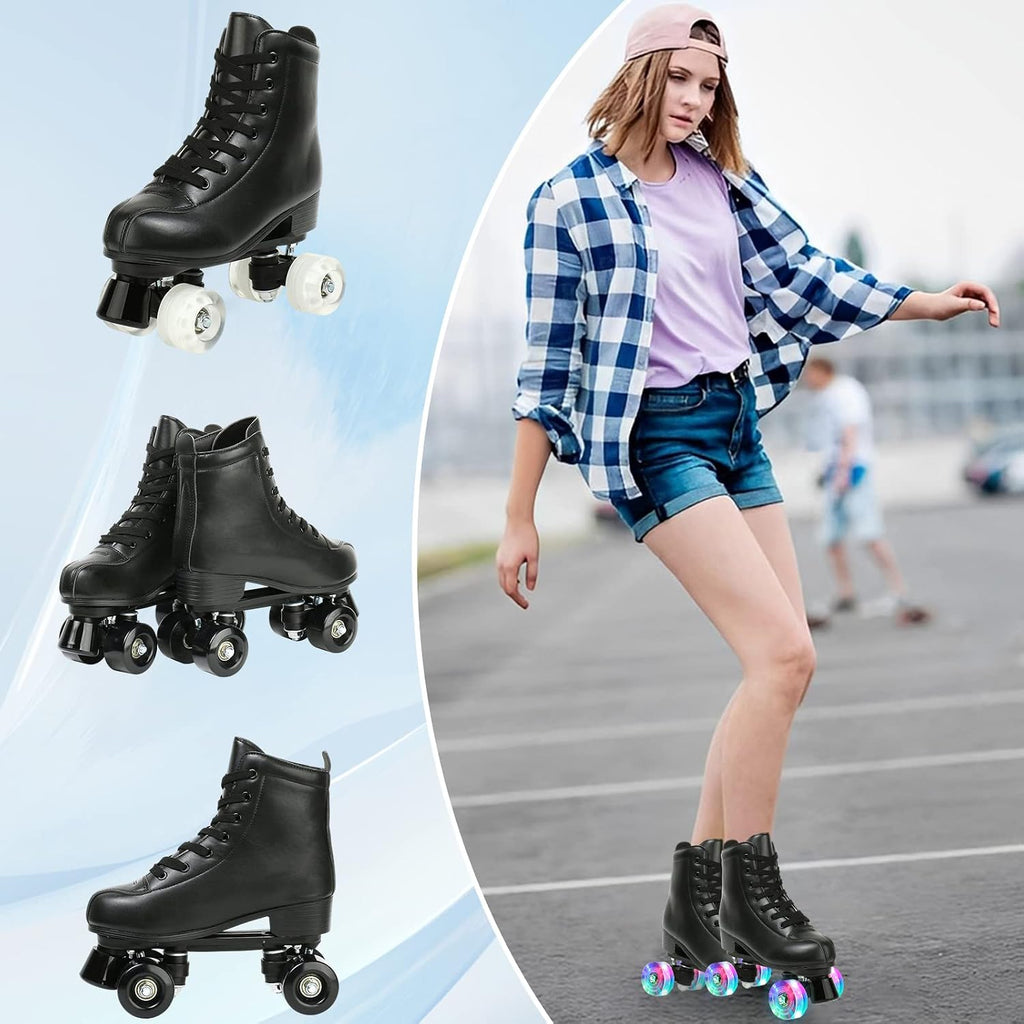 Jessie - Patines de piel sintética ajustables de cuatro ruedas de a...