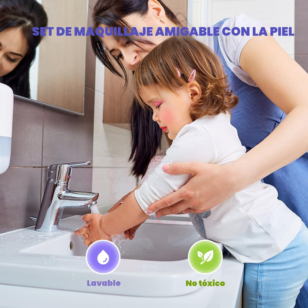 PERRYHOME Juego de maquillaje para niños para niña, 56 piezas, cosm...