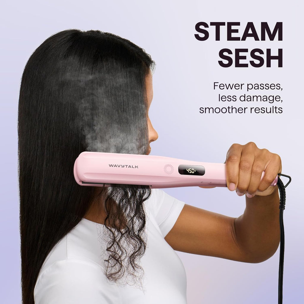 Wavytalk Plancha de pelo a vapor, sesión de vapor, reduce el daño,...