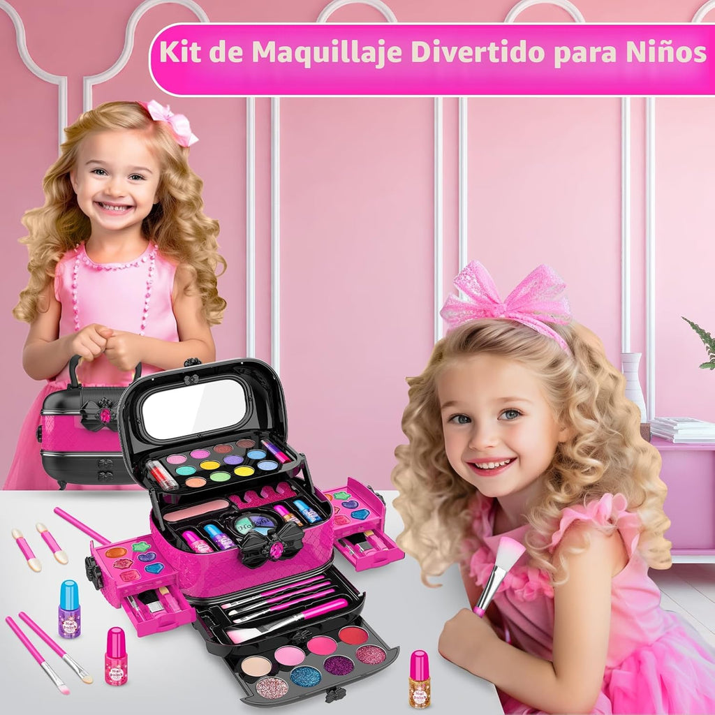 Hollyhi Kit de maquillaje de 58 piezas para niña, juguetes de princ...